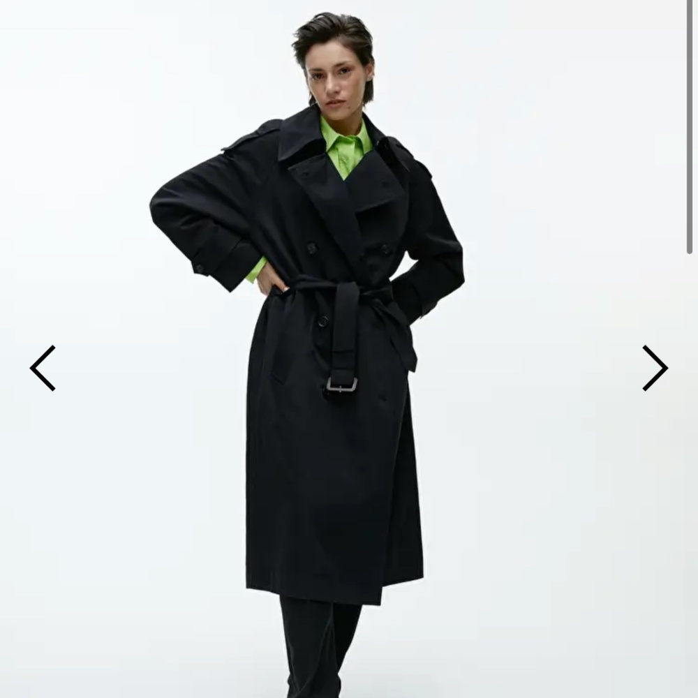 Arket S/S Linen Cotton Trenchcoat in Black size 34